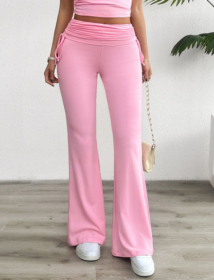 Casual Solid Color Slim Fit Drawstring Trousers Wholesale Womens Clothing N3824042900030