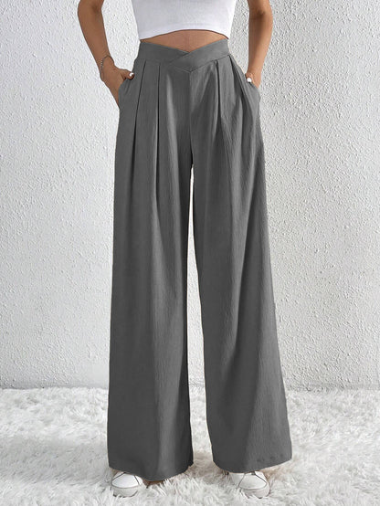 Pleated Casual Wide Leg Pants Loose Pants Wholesale Womens Clothing N3824052000071