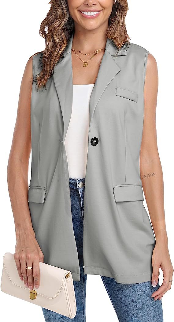 Solid Color blazer Vest Casual Sleeveless Jacket Wholesale Womens Clothing N3823100900023