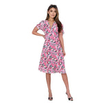 Summer Floral Printed V-Neck Short Sleeve Midi Dress Wholesale Womens Clothing N3824052000033