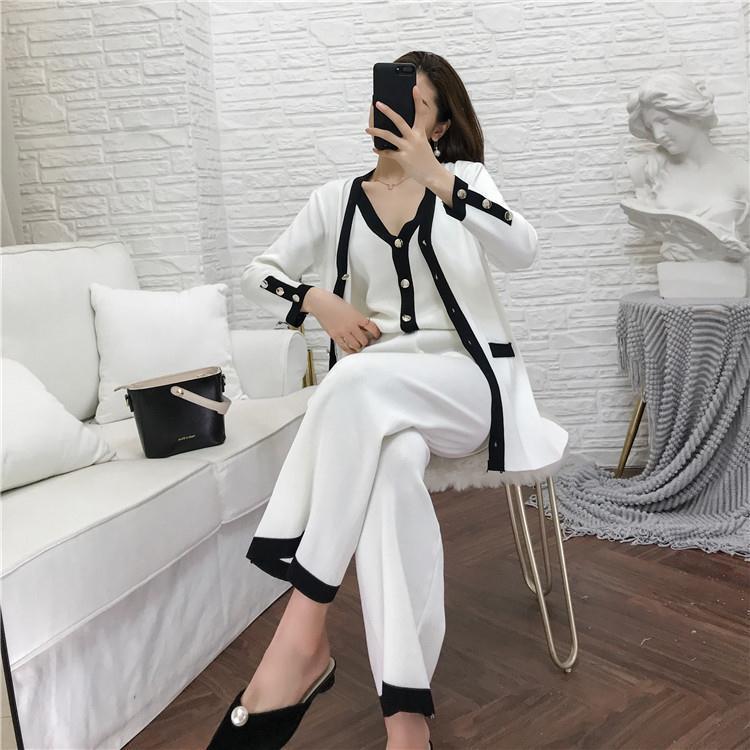 Cardigan Camisole Wide-Leg Pants Casual Suit Wholesale Women'S Clothing