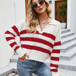 Loose Striped Contrast Pullover Sweater Wholesale Womens Clothing N3823110200031