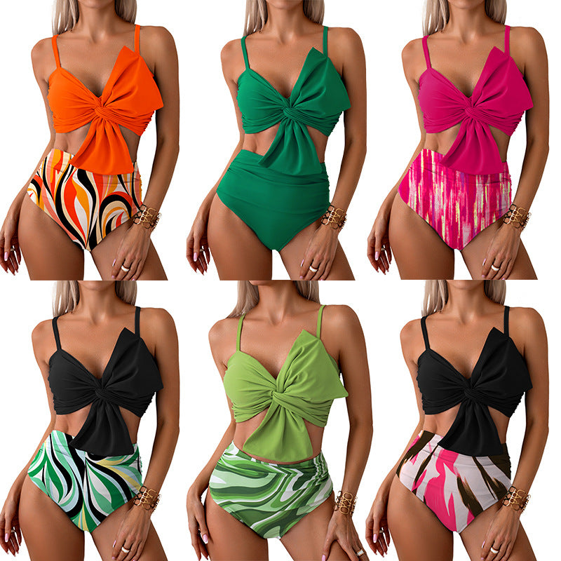 Bow Printed Cami Two-Piece Swimsuit Wholesale Womens Clothing N3824052500015