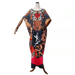 Wholesale Plus Size Clothing Loose Printed Bat Sleeve Gown