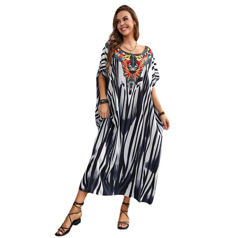 Vacation Positioning Printed Bikini Robe Cover-Up Wholesale Dresses