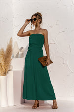 Solid Color Off-Shoulder Sheath Maxi Dresses With Belt Wholesale Womens Clothing N3824042900058