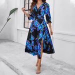 Holiday Casual Printed  V-Neck Dresses Wholesale Womens Clothing N3824040700280