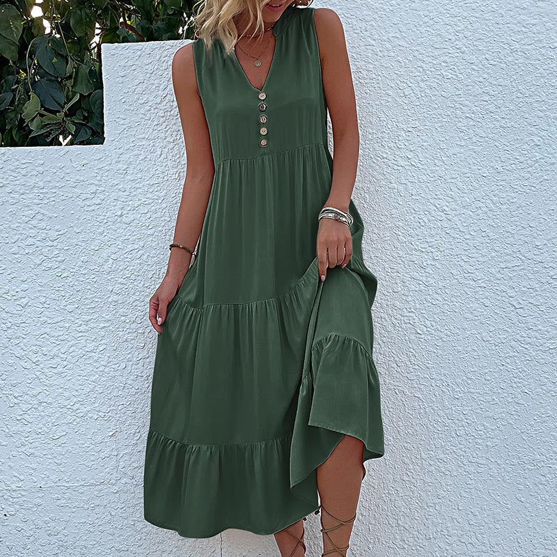 Sleeveless Tank Maxi Dresses Loose Casual Solid Color Dresses Wholesale Womens Clothing N3824050700031