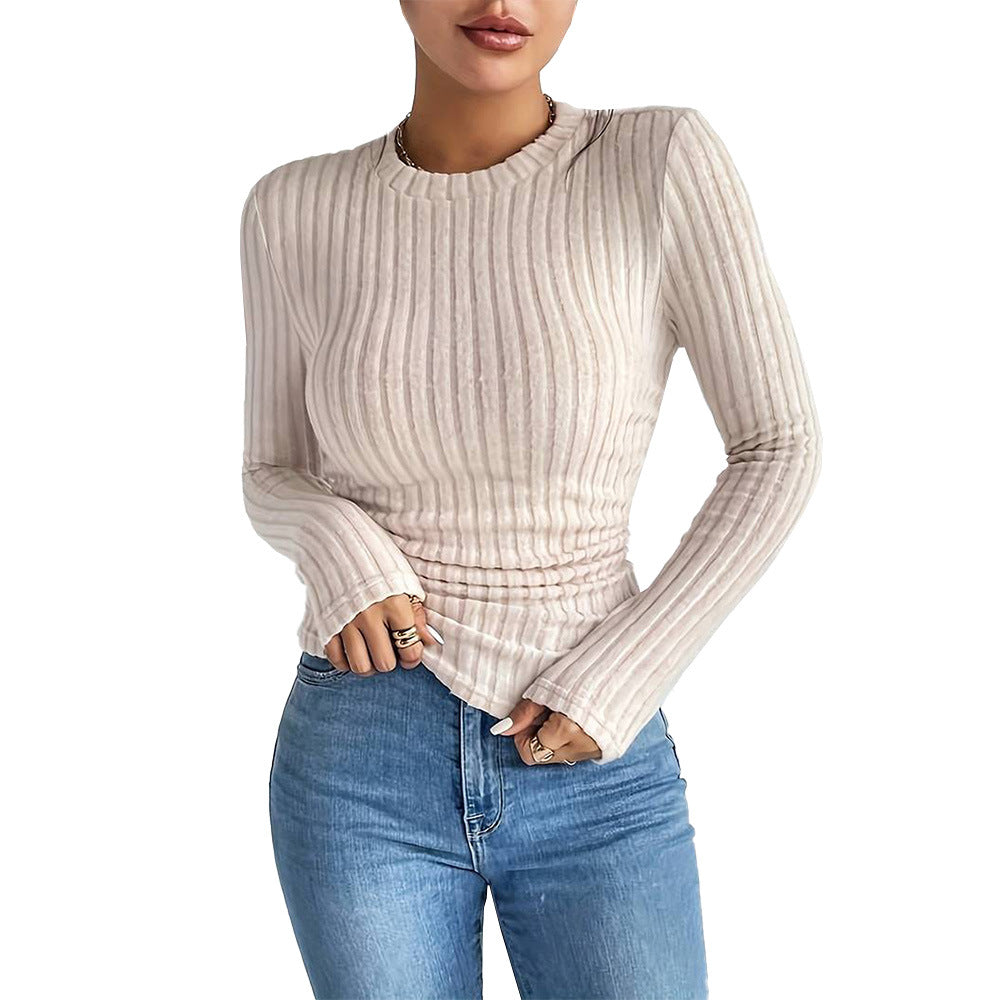 Round Neck Long Sleeve Tops Bottom Sweater Wholesale Womens Clothing N3824070500029