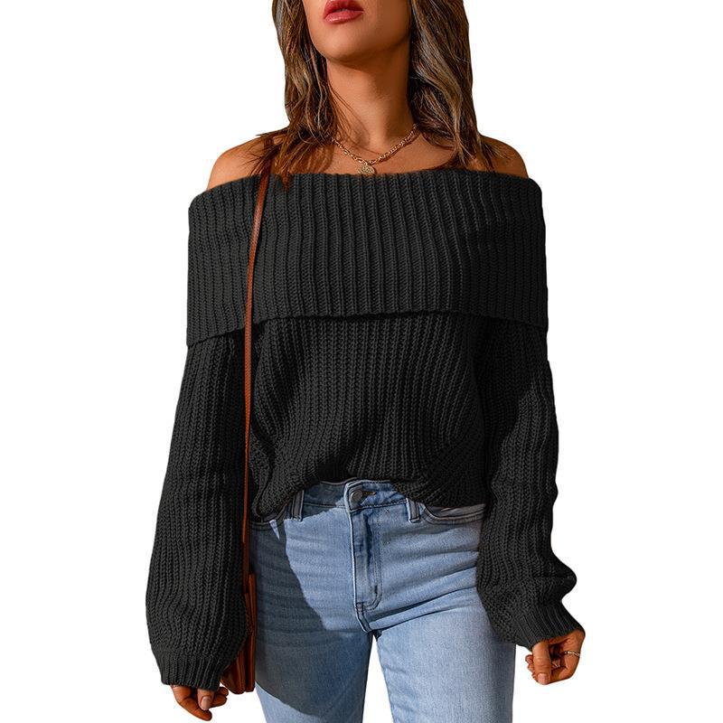 One-Shoulder Loose Pullover Knitted All-Match Sweater Wholesale Women'S Top