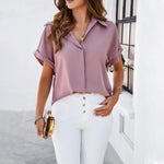 Casual Solid Color Stand Collar Shirts Wholesale Womens Clothing N3824022600008