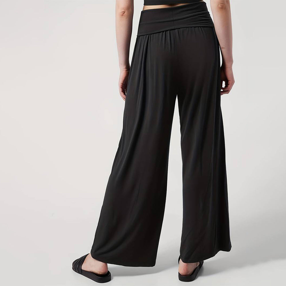 Black Casual Waist Wide-Leg Pants Wholesale Womens Clothing N3824072000225