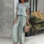 Casual Fashion Solid Color Short Sleeve Pants Suit Wholesale Womens 2 Piece Sets N3824042900074