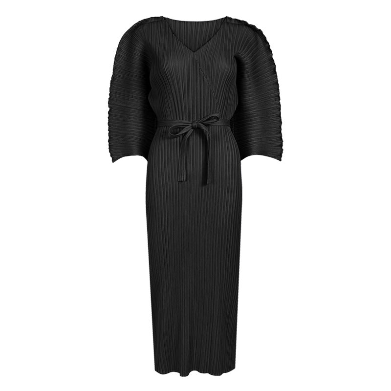 Solid Colour Slim Fit Sleeve Neck Knitted Dress Wholesale Dresses