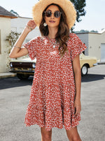 Women's Leopard Print Floral Round Neck Casual Loose Dress Wholesale Womens Clothing N3824010500018