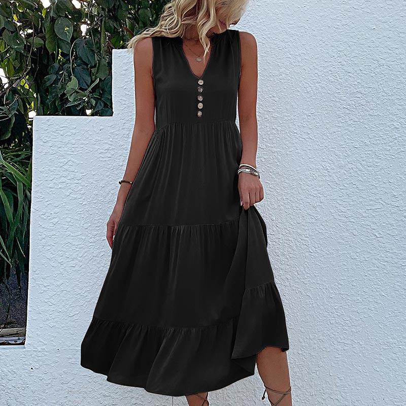 Sleeveless Tank Maxi Dresses Loose Casual Solid Color Dresses Wholesale Womens Clothing N3824050700031