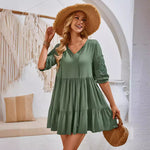 Casual Solid Color Waisted Webbing Dresses Wholesale Womens Clothing N3824050700068