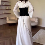 Women's Black And White Patchwork Waist Dresses Wholesale Womens Clothing N3823122100002