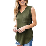 Casual V-Neck Dovetail Sleeveless Solid Color Tank Top T-Shirt Wholesale Womens Tops