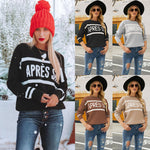 Stylish Long Sleeve Round Neck Letter Printed Knit Sweater Wholesale Womens Tops