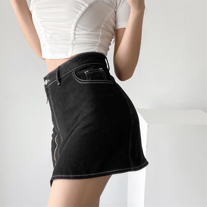 Street Style High Waist Skinny Side Zipper Package Hip Short Denim Skirt Wholesale Skirts