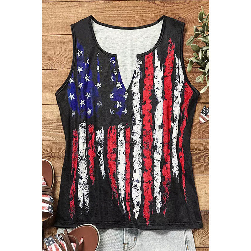 Independence Day Thin Section Personalized Print Sleeveless Tank Tops Wholesale Women'S Top