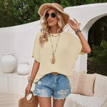 Loose Round Neck Solid Color Short Sleeve Tops Wholesale Womens Clothing N3824050700086