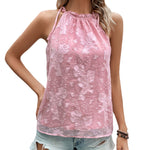 Solid Color Simple Chiffon Halter Sleeveless Tank Tops Wholesale Women'S Top