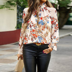 All-Match Slim Floral Long-Sleeved Commuter Top Wholesale Women'S Top