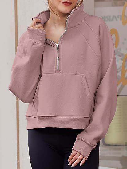 Fleece Sweatshirt with Half Zipper Short Stand Collar Wholesale Womens Clothing N3824070900007