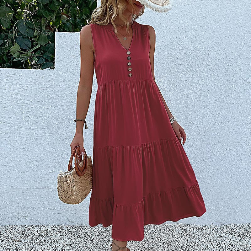 Sleeveless Tank Maxi Dresses Loose Casual Solid Color Dresses Wholesale Womens Clothing N3824050700031