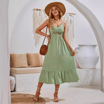 Casual V-Neck Solid Color Hollow Sling Dresses Wholesale Womens Clothing N3824050700058