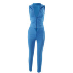 Casual Solid Color Sleeveless Zipper Top And V-Waist Pants Set Wholesale Women'S 2 Piece Sets