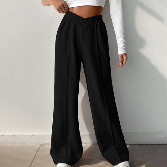 High Waisted Solid Color Wide Leg Casual Pants Wholesale Womens Clothing N3824082900022