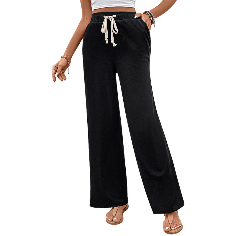 Summer High Waist Straight Black Casual Pants Wholesale Womens Clothing N3824050700005