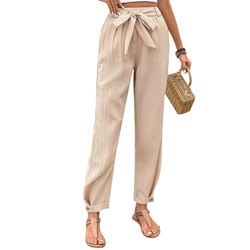 Solid Color Pleated Casual Pants Wholesale Womens Clothing N3824042900070