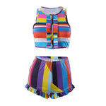 Fashion Colorful Striped Sleeveless Top And Shorts Set Wholesale Women'S 2 Piece Sets