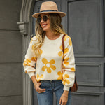 Autumn Winter Knitting Pullover Floral Sweater Wholesale Womens Clothing