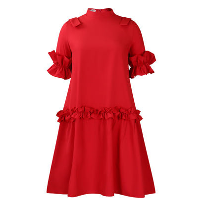 Fashion Solid Color Ruffled A-Line Dresses Wholesale Womens Clothing N3824061200021