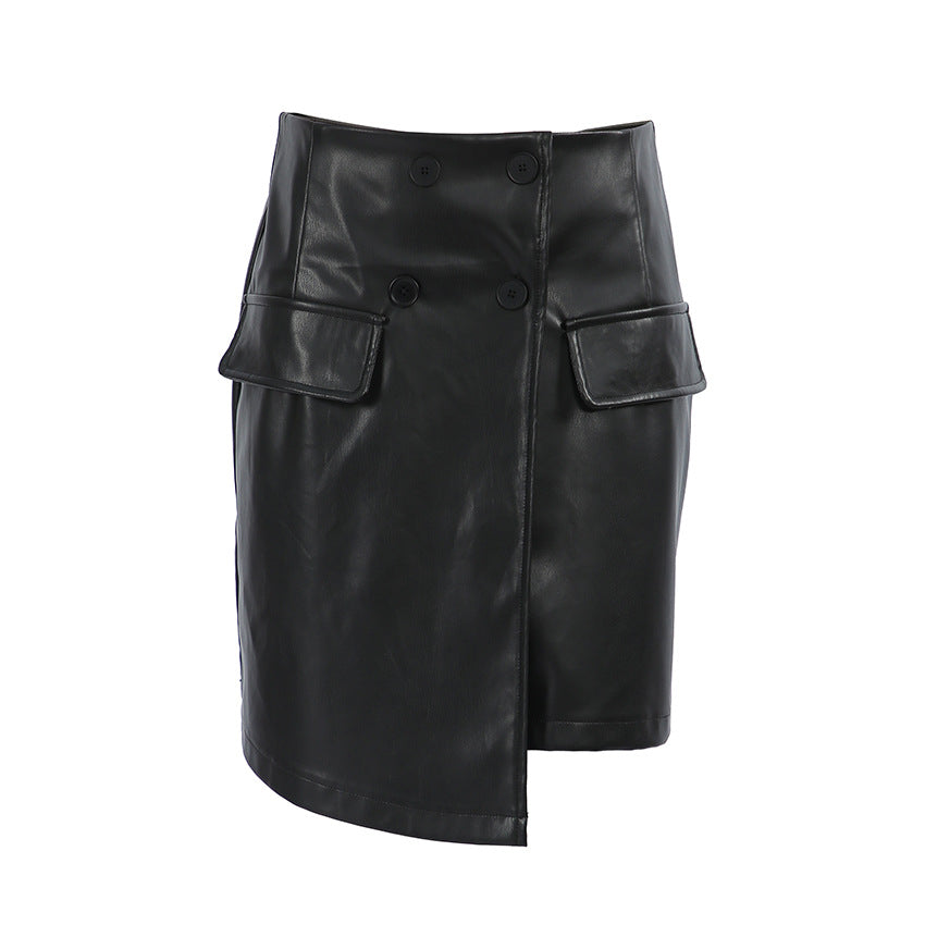 Sexy Slim Wrap Hip Pure High Waist Leather Skirts Wholesale Womens Clothing N3824090300012