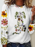 Floral Print Crew Neck Long Sleeve T-Shirt Wholesale Womens Clothing N3824022600057