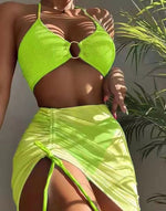 Multicolor Sexy Bikini Halterneck Three-Piece Swimsuit Wholesale Womens Clothing N3824022700001