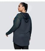Wholesale Plus Size Womens Clothing Mesh Loose Long-Sleeve Sports Hoodie Top