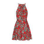 Ruffle Off-The-Shoulder Lace-Up Slim Floral Dress Wholesale Dresses
