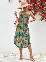 Bohemian Print One-Shoulder Irregular Dress Wholesale Dresses