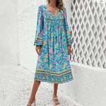 Casual Resort Printed Long Sleeve Dresses Wholesale Womens Clothing N3824040100104