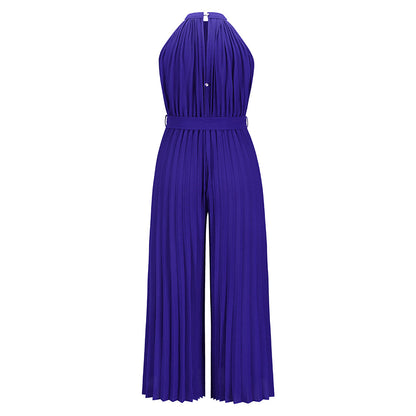 Sexy Halter Sleeveless Pleated Jumpsuit Wholesale Womens Clothing N3824062100017