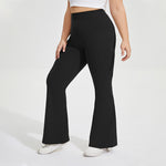 Wholesale Plus Size Womens Clothing High Waist Nude Stretch Sports Flared Pants