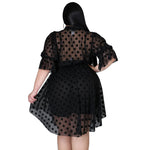 Sexy Mesh Hollow Irregular Large Hem Dress Wholesale Plus Size Womens Clothing N3823100900038
