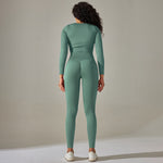 Seamless Solid Color Thread High Waist Tight Long Sleeve Suit Wholesale Womens Clothing